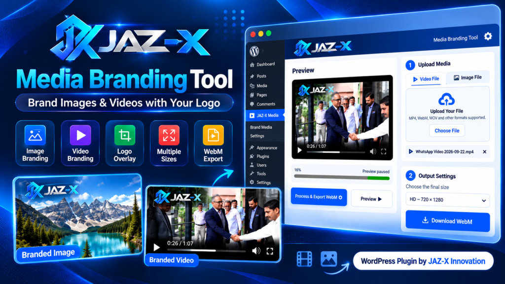 JAZ-X Media Branding Tool – Image & Video Logo Branding for WordPress